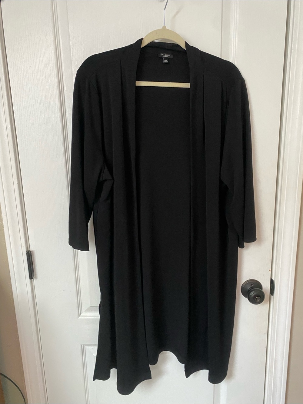 Talbots Black Long Open-Front Women's Cardigan